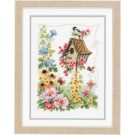 borduurpakket vogelhuisje met vogels/bloemen