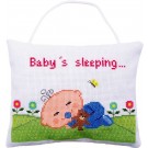 borduurpakket deurhanger, baby slaapt/is wakker