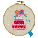 borduurpakket lief!, verjaardagstaart met strikjes (incl. borduurring)