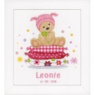 borduurpakket geboorte thomas/leonie (incl. blauw/rose garen)