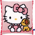 kruissteekkussen hello kitty, met puppy