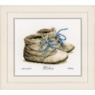 borduurpakket babyschoentjes, geboorte (incl. blauw/rose garen)