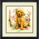 borduurpakket golden retriever in luie stoel