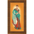 borduurpakket indiase dame in blauwe sari